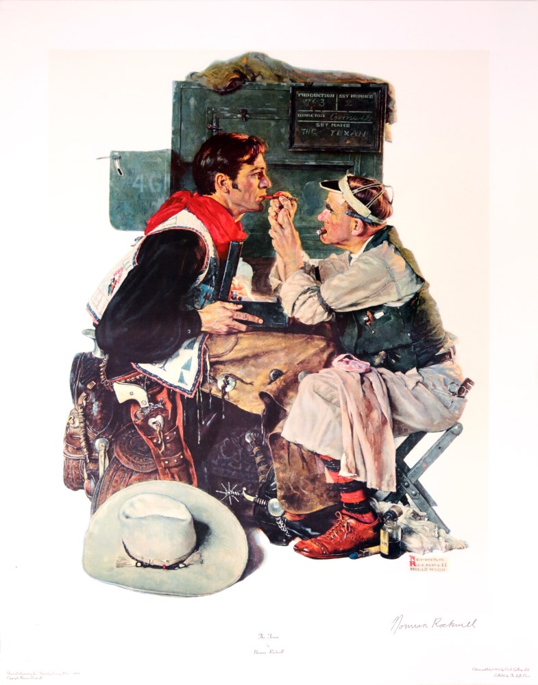 NORMAN ROCKWELL - The Texan - Original color collotype and lithograph
