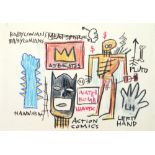 JEAN-MICHEL BASQUIAT - Asbestos - Oil pastel and crayon drawing on paper