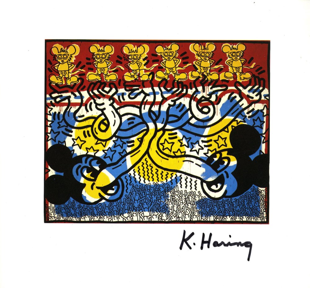 KEITH HARING - Two Mickeys & Six Andys - Color offset lithograph