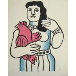 FERNAND LEGER [imputee] - Femme avec un coq - Watercolor, gouache, and ink drawing on paper