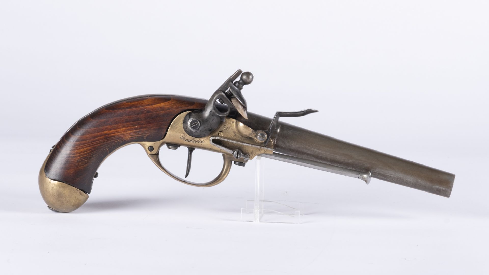 France, Louis XVI: Pistolet de cavalerie modèle 1777 signé Charleville. Collection Ligny 1815