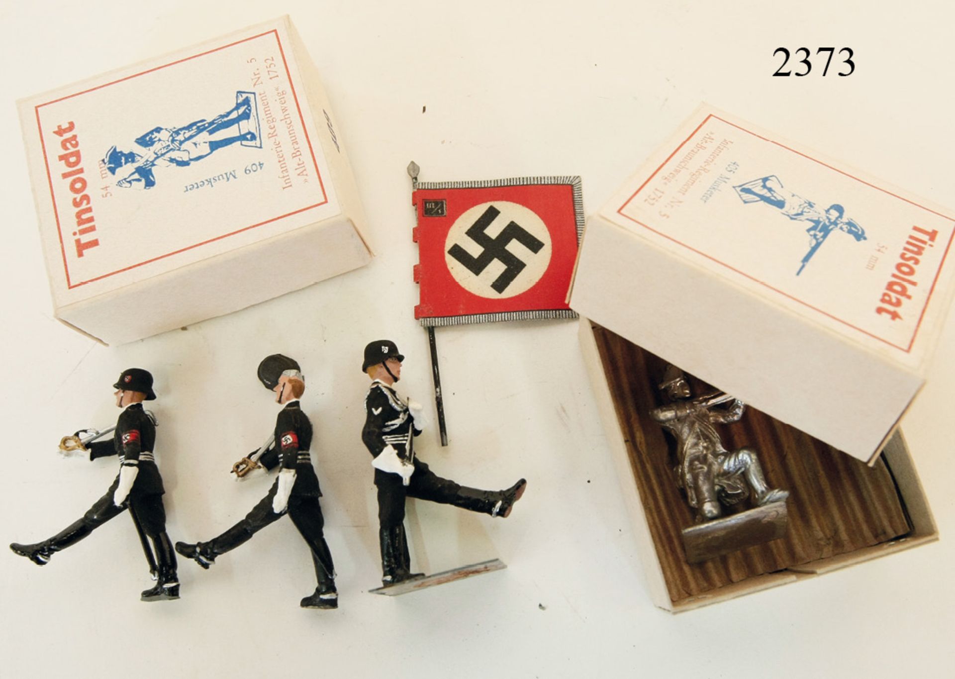 Konvolut Figuren3x allg. SS. 2x Braunschweiger Infanteristen, unbemalt, in orig. Schachtel.