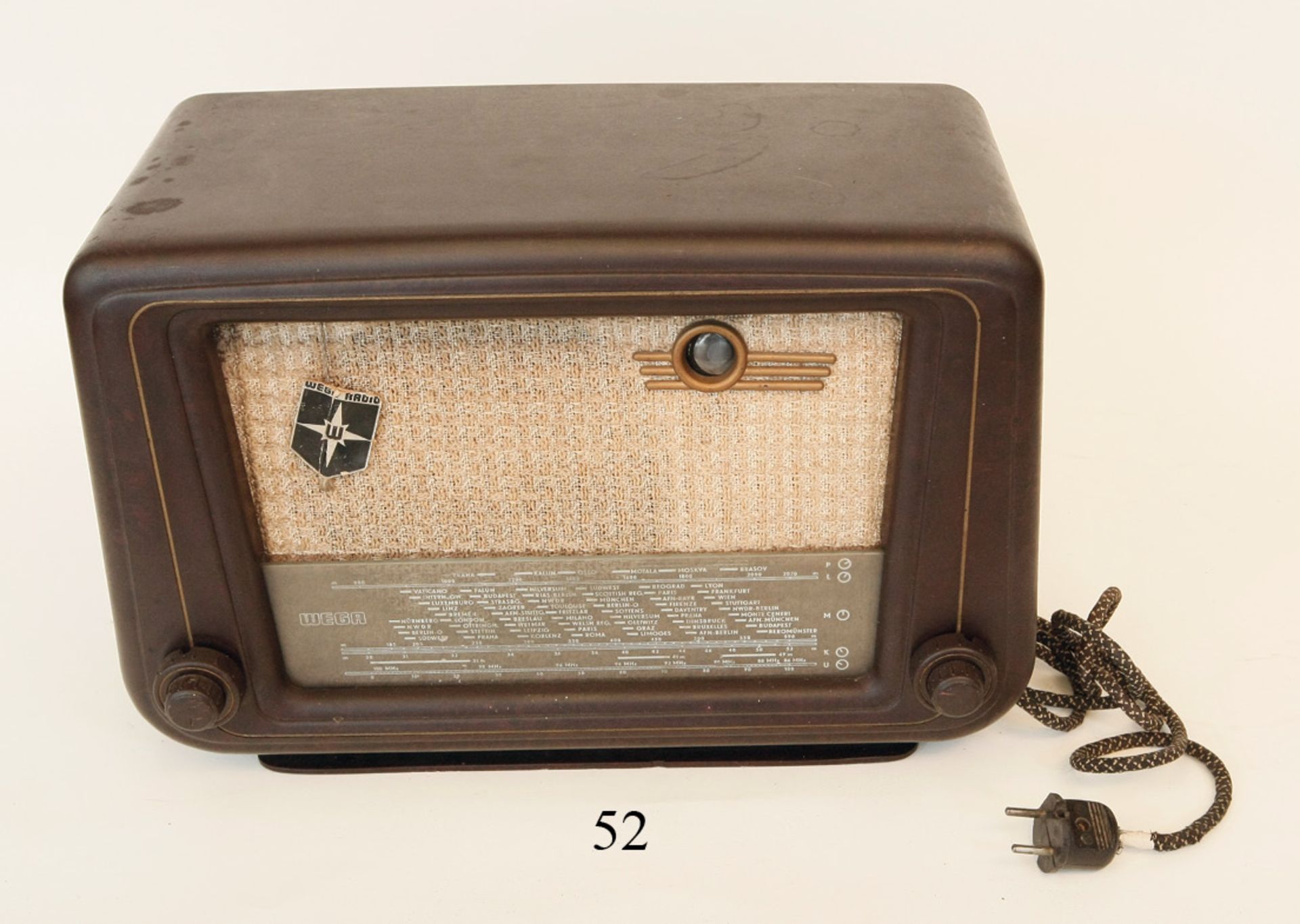 Altes RadioWega Fox Typ 52. Bakelitgehäuse. Um 1935.Zustand: II