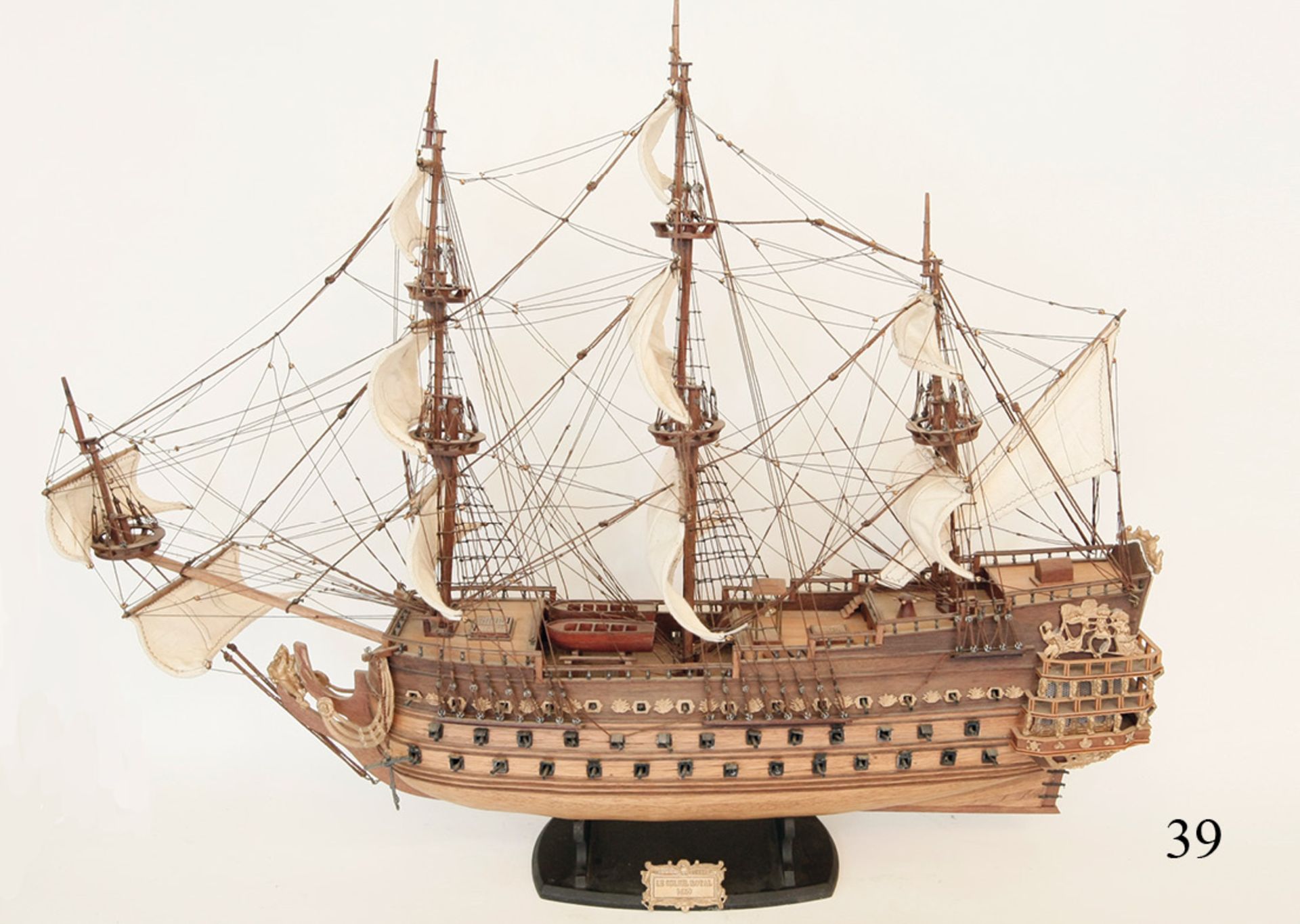 Segelschiff "Soleil Royal" Frankreich, 1669 MuseumsmodellHandgearbeitets Modell aus Holz, Messi