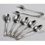 FIVE EDWARD VII SILVER COFFEE SPOONS, LEVI AND SALAMAN, BIRMINGHAM, 1902