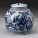 A CHINESE BLUE AND WHITE ˜STAR GODS" JAR AND COVER, QING DYNASTY, 19TH CENTURY