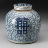 A CHINESE BLUE AND WHITE GINGER JAR AND COVER, QING DYNASTY, 19TH CENTURY