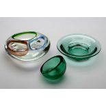 THREE ASSORTED GLASS DISHES, 20TH CENTURY