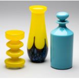 A PER OLAF STROM YELLOW GLASS VASE FOR ALSTERFORS, MID 20TH CENTURY