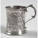 A VICTORIAN SILVER CHRISTENING MUG, MAKER'S MARK INDISTINCT, LONDON 1853