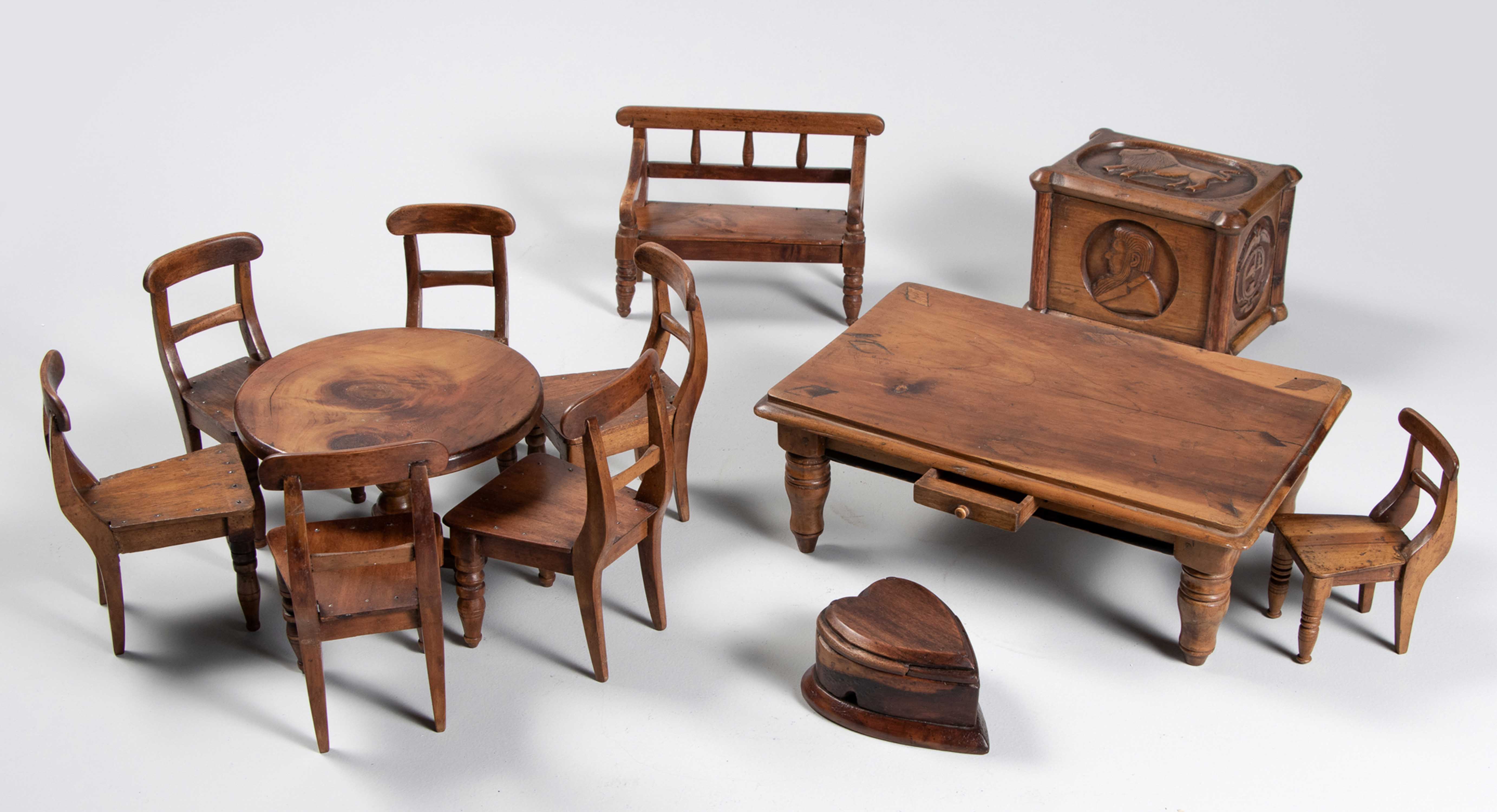 A COLLECTION OF ANGLO-BOER PRISONER-OF-WAR MINIATURE FURNITURE, ST HELENA, CIRCA 1901