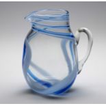 A HANDBLOWN GLASS WATER JUG, LATE 20TH CENTURY