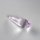 AN UNMOUNTED BRIOLETTE-CUT KUNZITE