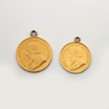 TWO GOLD COIN PENDANTS