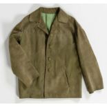 A LADIES VINTAGE OLIVE GREEN SUEDE JACKET