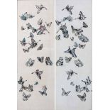 A PAIR OF INK ON PAPER "BUTTERFLY" PAINTINGS, QING DYNASTY, 19TH CENTURY