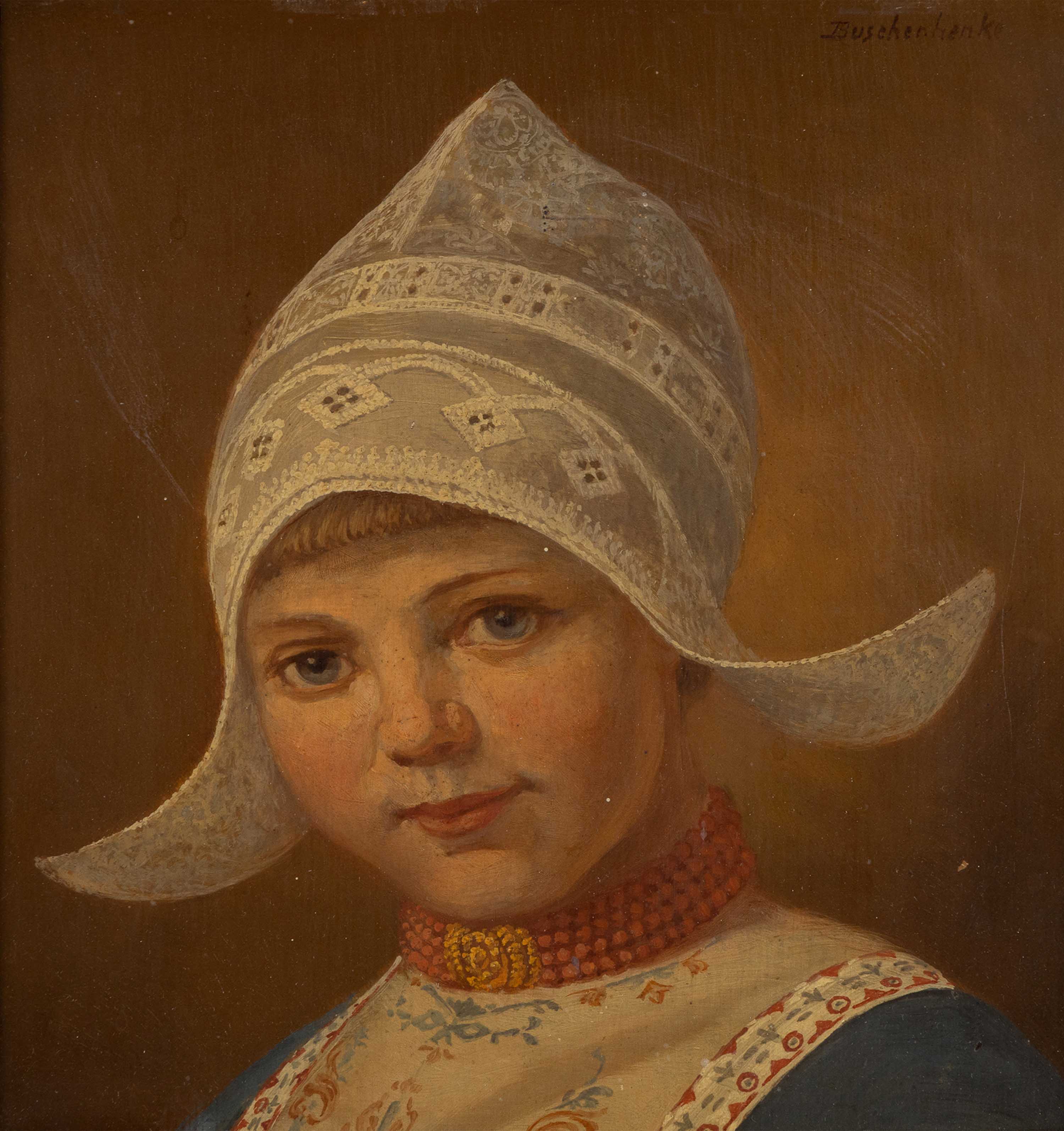 *** Buschenhenke (Dutch 20th Century) DUTCH GIRL IN TRADITIONAL DRESS