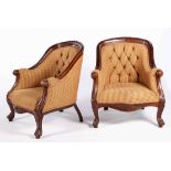 A PAIR OF VICTORIAN MAHOGANY ARMCHAIRS