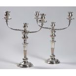A PAIR OF ELECTROPLATE THREE LIGHT CANDELABRA, 19TH CENTURY
