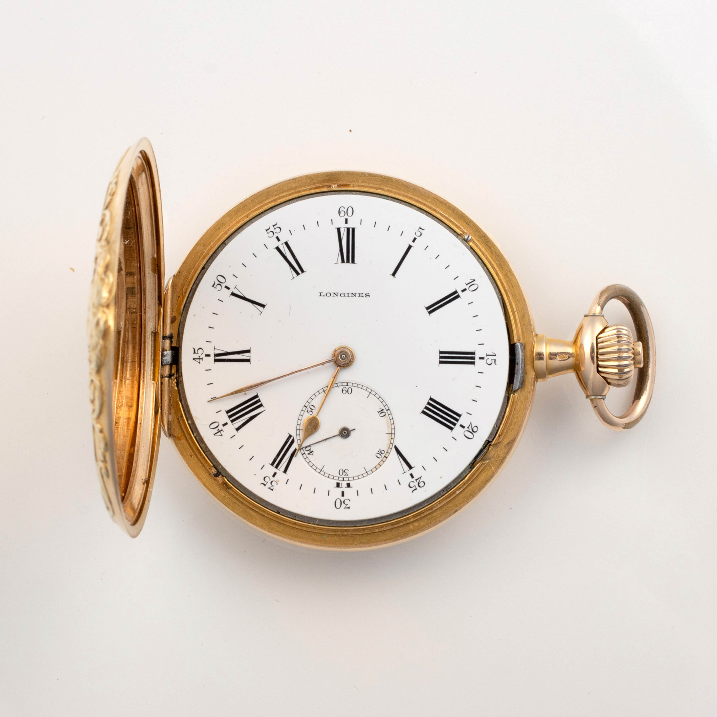 AN 18CT GOLD HUNTER-CASED POCKET WATCH, LONGINES - Image 3 of 5