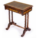 A ROSEWOOD AND INLAID SIDE TABLE, LATE 19TH CENTURY