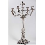 A VICTORIAN ELECTROPLATE FIVE LIGHT CANDELABRUM