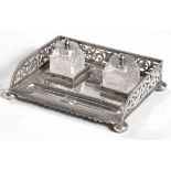 A VICTORIAN SILVER DOUBLE INKSTAND, J SHERWOOD AND SONS, BIRMINGHAM, 1892