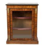 A VICTORIAN WALNUT, INLAID, EBONISED AND GILT-METAL SIDE CABINET