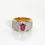 A RUBY AND DIAMOND RING