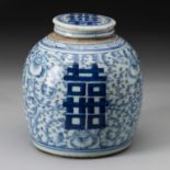 A CHINESE BLUE AND WHITE GINGER JAR AND COVER, QING DYNASTY, 19TH CENTURY