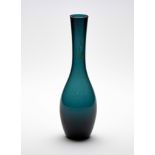 A BLUE GLASS VASE, WEST GERMANY