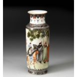 A CHINESE FAMILLE ROSE "HORSEMAN" VASE, REPUBLIC PERIOD, 1912 - 1949