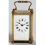 A CASED FRENCH BRASS CARRIAGE CLOCK