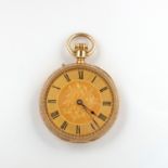 AN OPEN-FACED GOLD AND ENAMEL POCKET WATCH, MARTIN & MARCHINVILLE