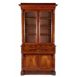 A VICTORIAN MAHOGANY SECRETAIRE BOOKCASE