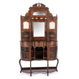 AN EDWARDIAN ROSEWOOD AND INLAID MIRROR-BACKED CABINET