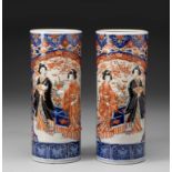 A PAIR OF JAPANESE IMARI "BIJIN" HAT STAND VASES, MEIJI PERIOD, 1868 - 1912