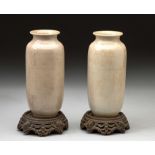 A PAIR OF CHINESE IVORY-GLAZED SLEEVE VASES, TONGPING, QING DYNASTY, LATE 19TH CENTURY