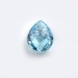 AN UNMOUNTED PEAR-SHAPED CHECKERBOARD AQUAMARINE