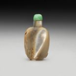 A CHINESE MOTHER-OF-PEARL "BAT AND LINGZHI" SNUFF BOTTLE, QING DYNASTY, 19TH CENTURY