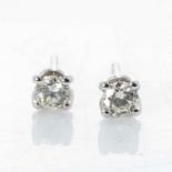 A PAIR OF DIAMOND EAR STUDS