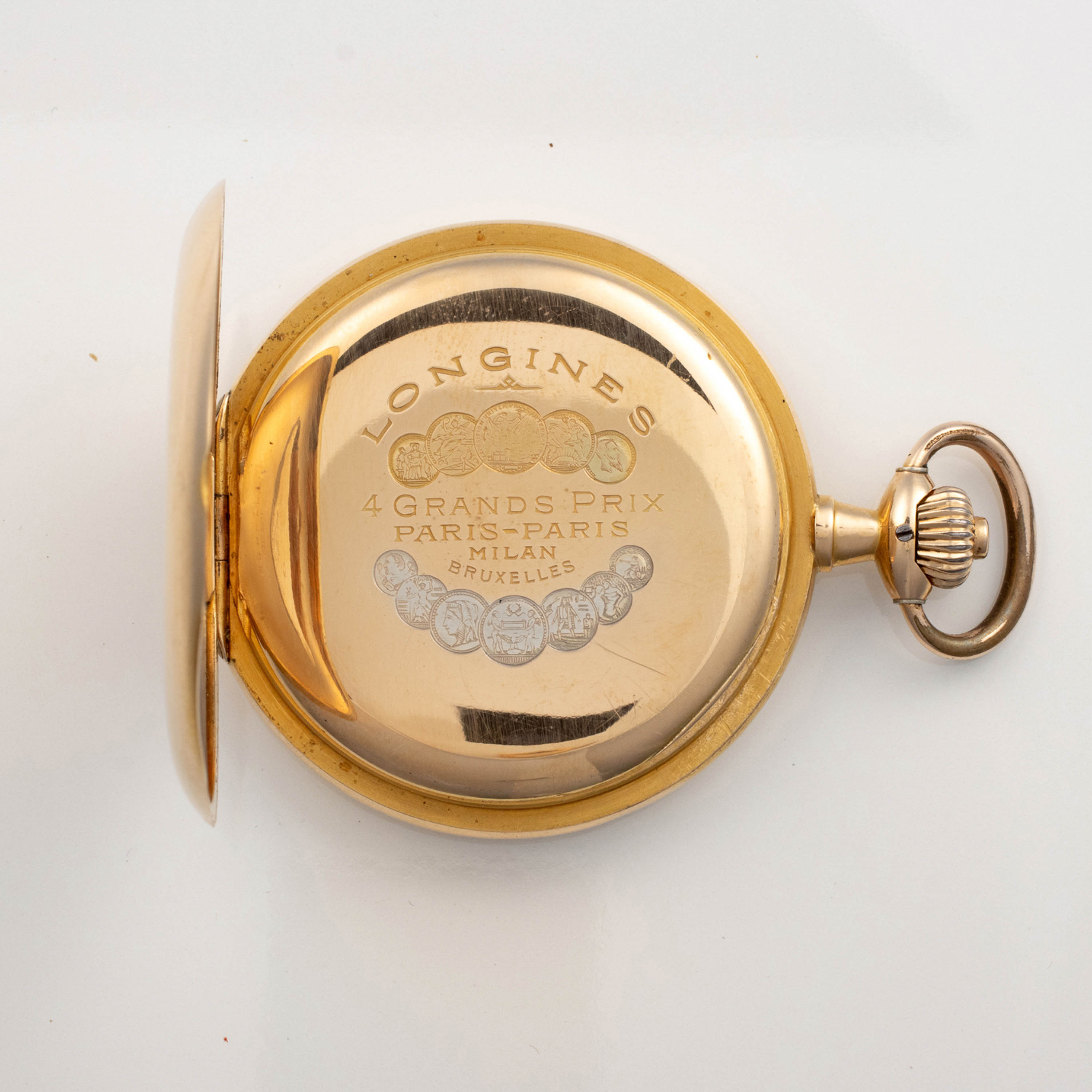 AN 18CT GOLD HUNTER-CASED POCKET WATCH, LONGINES - Image 4 of 5