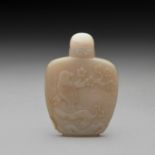 A CHINESE WHITE OPAL "BIRD AND PRUNUS" SNUFF BOTTLE, QING DYNASTY, 19TH CENTURY