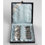 A CASED SET OF TWELVE DANISH SILVERPLATED TEASPOONS