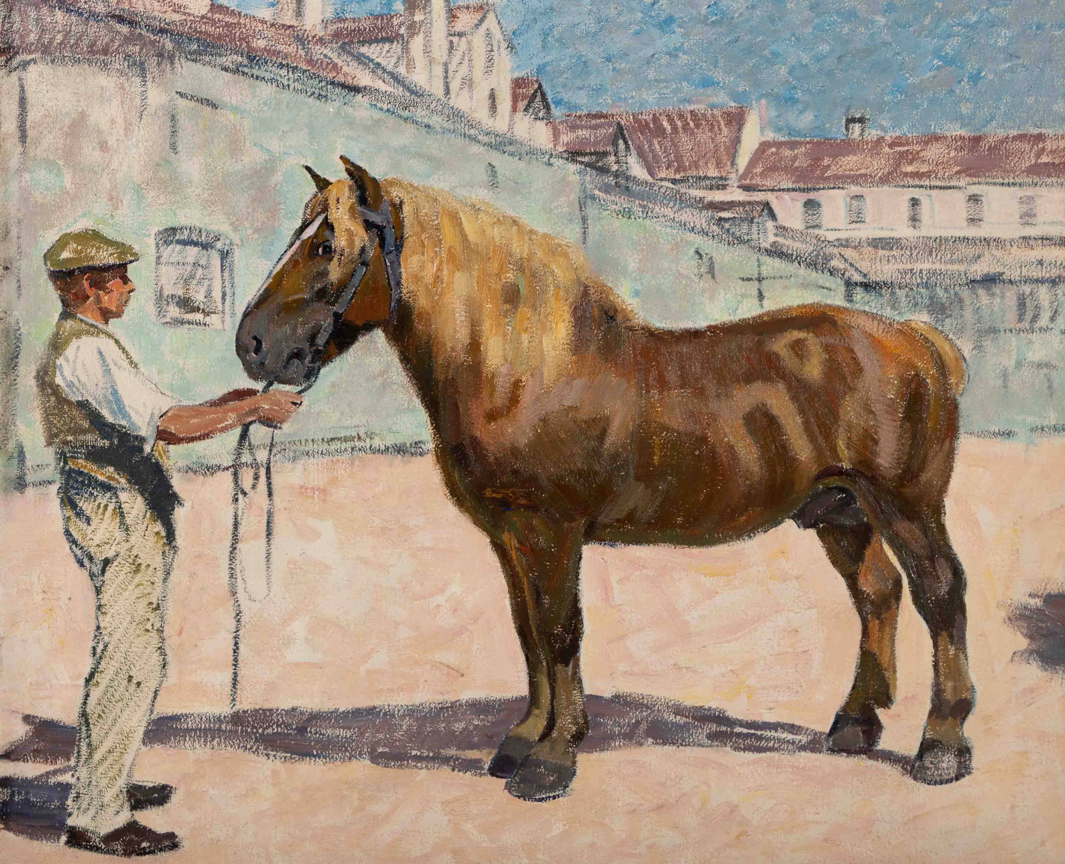 German School (19th/20th Century) MAN WITH HORSE