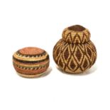 TWO ZULU ILALA PALM BASKETS, HLABISA, NORTHERN ZULULAND