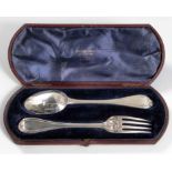 A CASED VICTORIAN SILVER CHRISTENING SET, GEORGE WILLIAM ADAMS FOR CHAWNER AND CO, LONDON, 1860