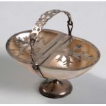 AN EDWARD VII SILVER MOUNTED SHELL BASKET, ARTHUR JOSEPH MASON, BIRMINGHAM 1907