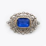 A SAPPHIRE AND DIAMOND BROOCH, 19TH CENTURY