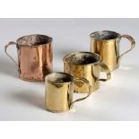 THREE BRASS MUGS, 19TH CENTURY